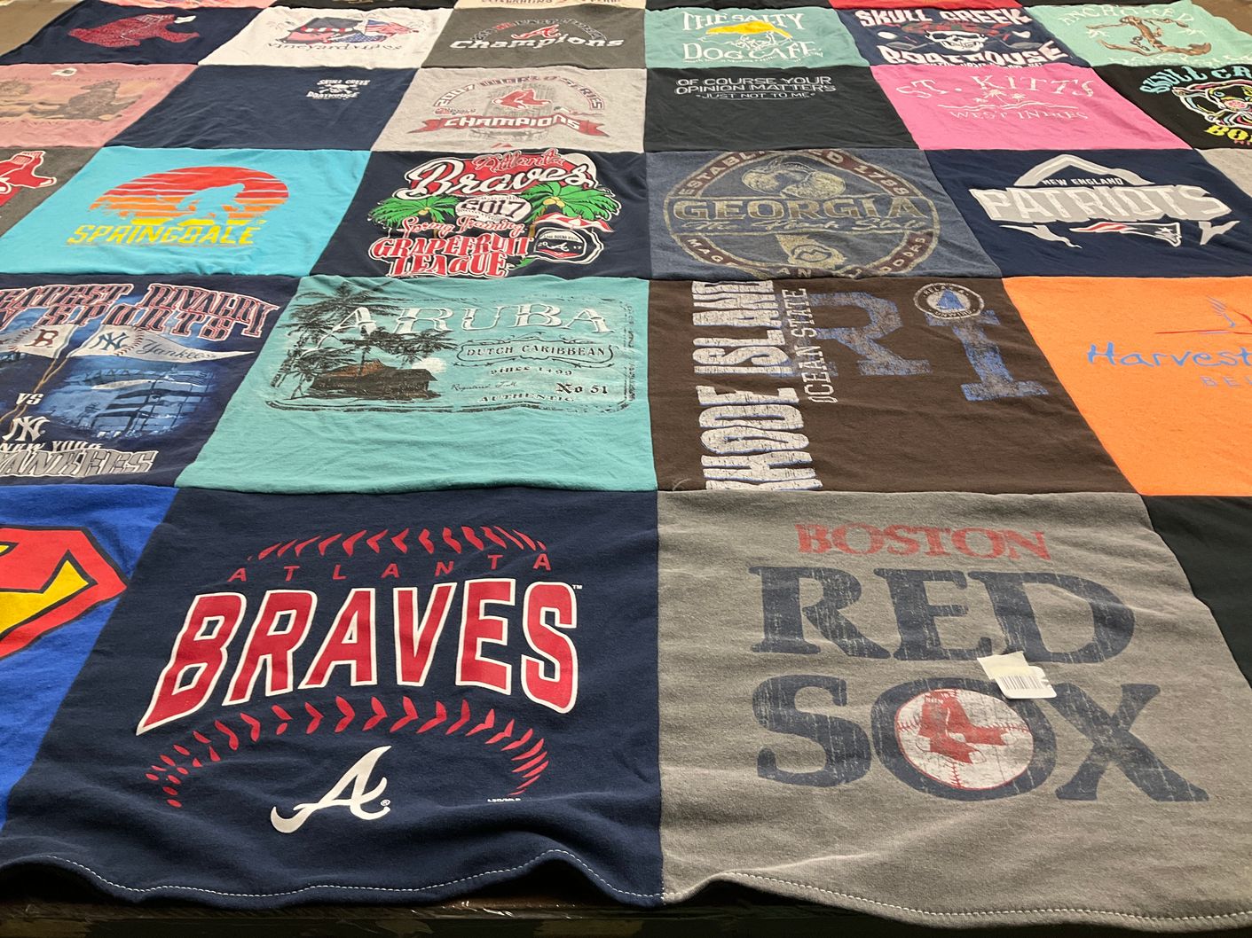 T-shirt quilt featuring atlanta braves baseball team, boston red sox baseball team by Amy from GA