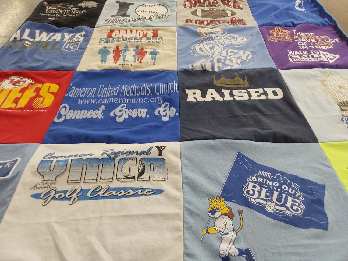 T-shirt quilt featuring kansas city royals, indiana hoosiers by Richard from MO