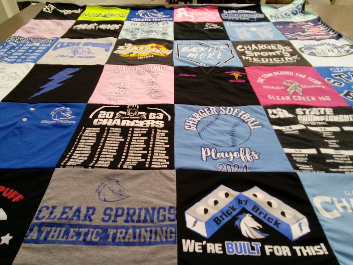T-shirt quilt featuring clear springs chargers by Chris from TX