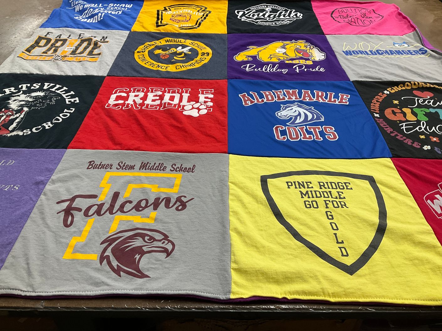 T-shirt quilt from butler stem middle school by Sandra from NC