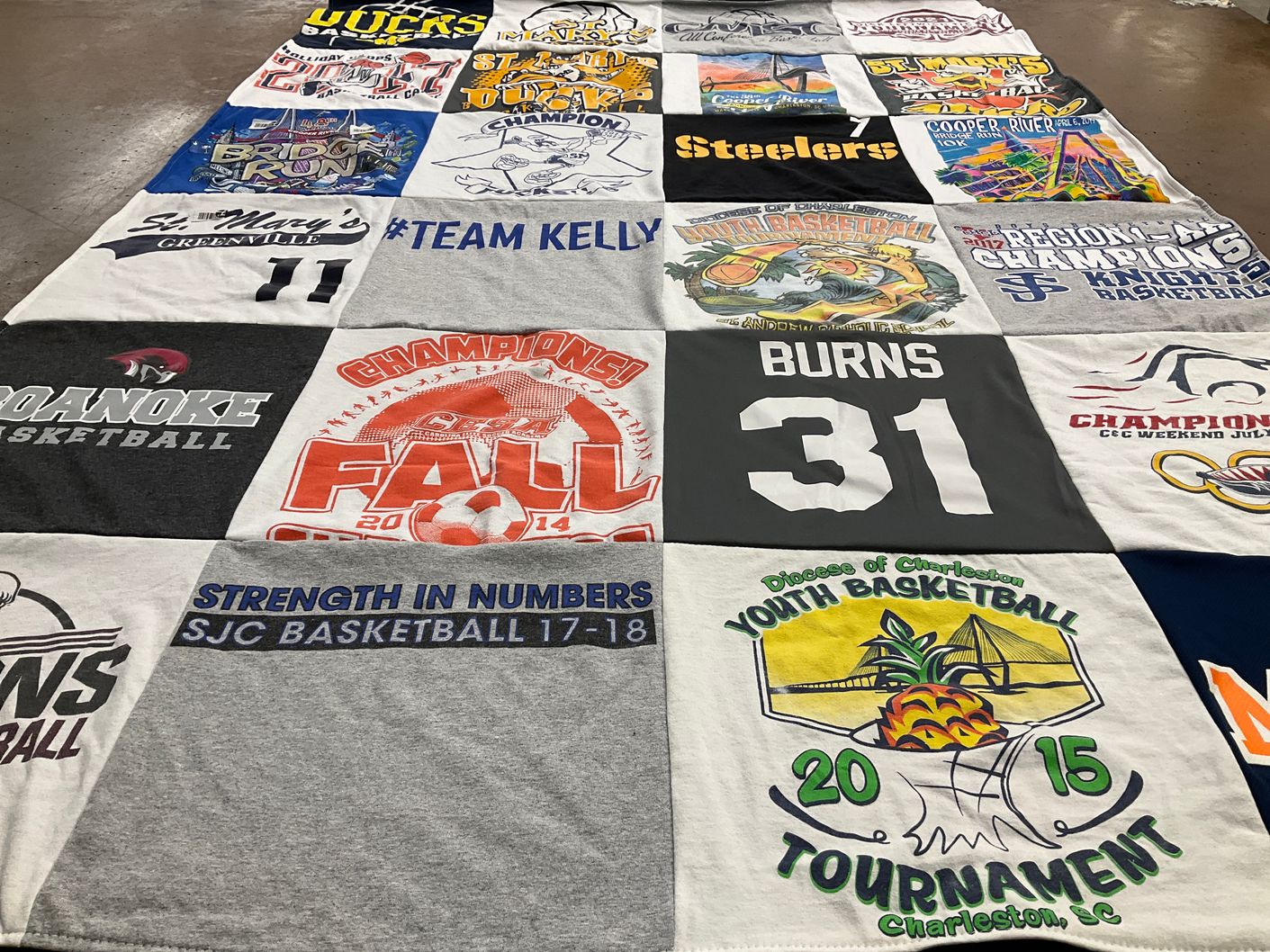 T-shirt quilt featuring sjc basketball by Kathy from SC