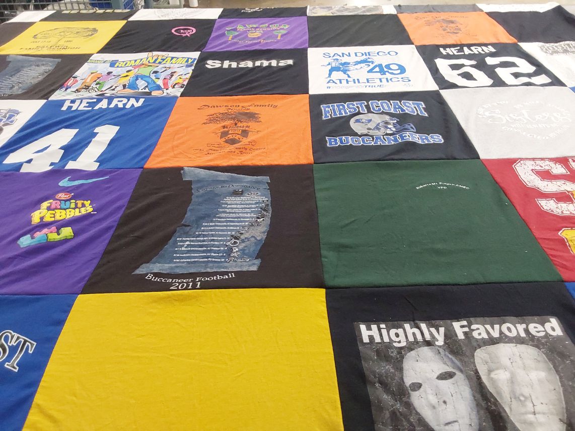 T-shirt quilt from first coast high school by Shama from CA