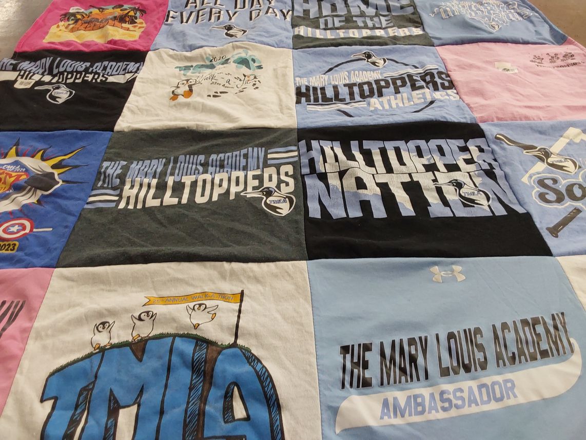 T-shirt quilt featuring the mary louis academy hilltoppers by Madison from NY