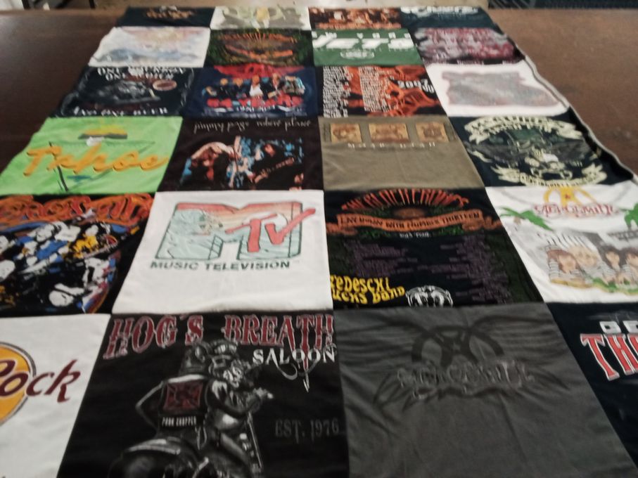 T-shirt quilt with music, television themes by Kathleen from NY