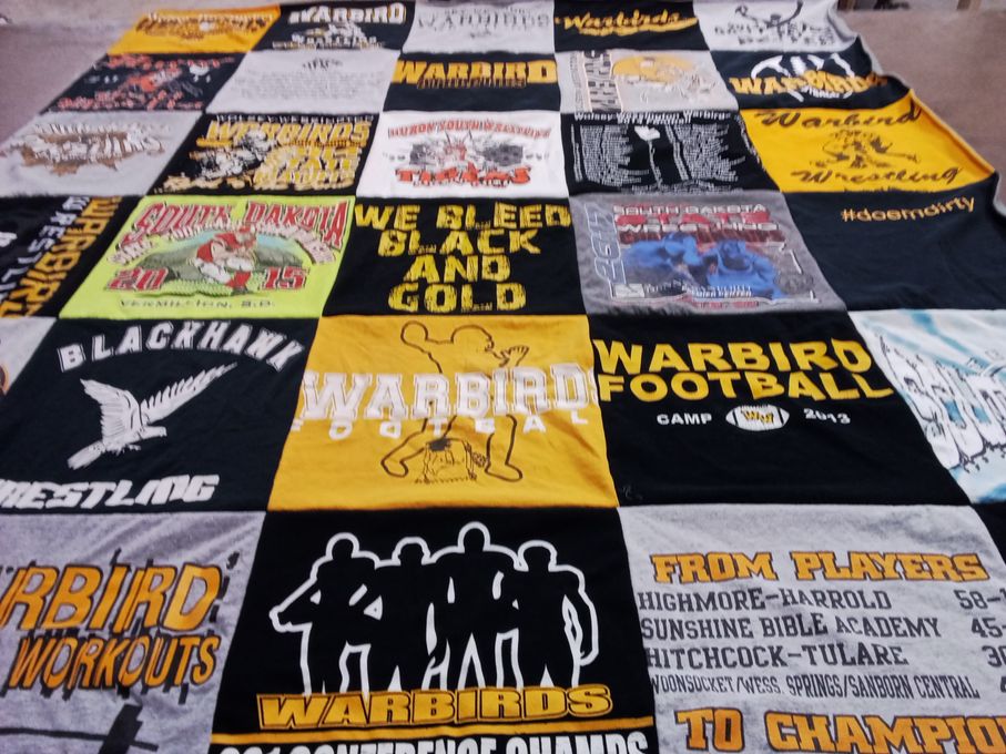 T-shirt quilt featuring warbird football by Kris from SD