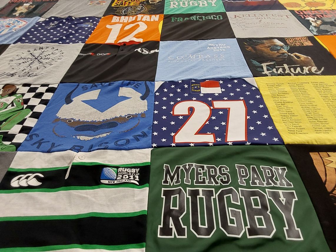 T-shirt quilt featuring myers park rugby by Robin from NC