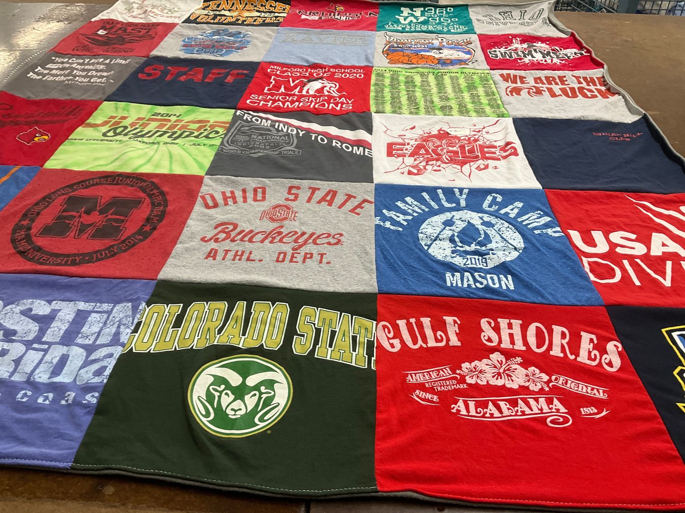T-shirt quilt from ohio state university, colorado state university by Crystal from OH