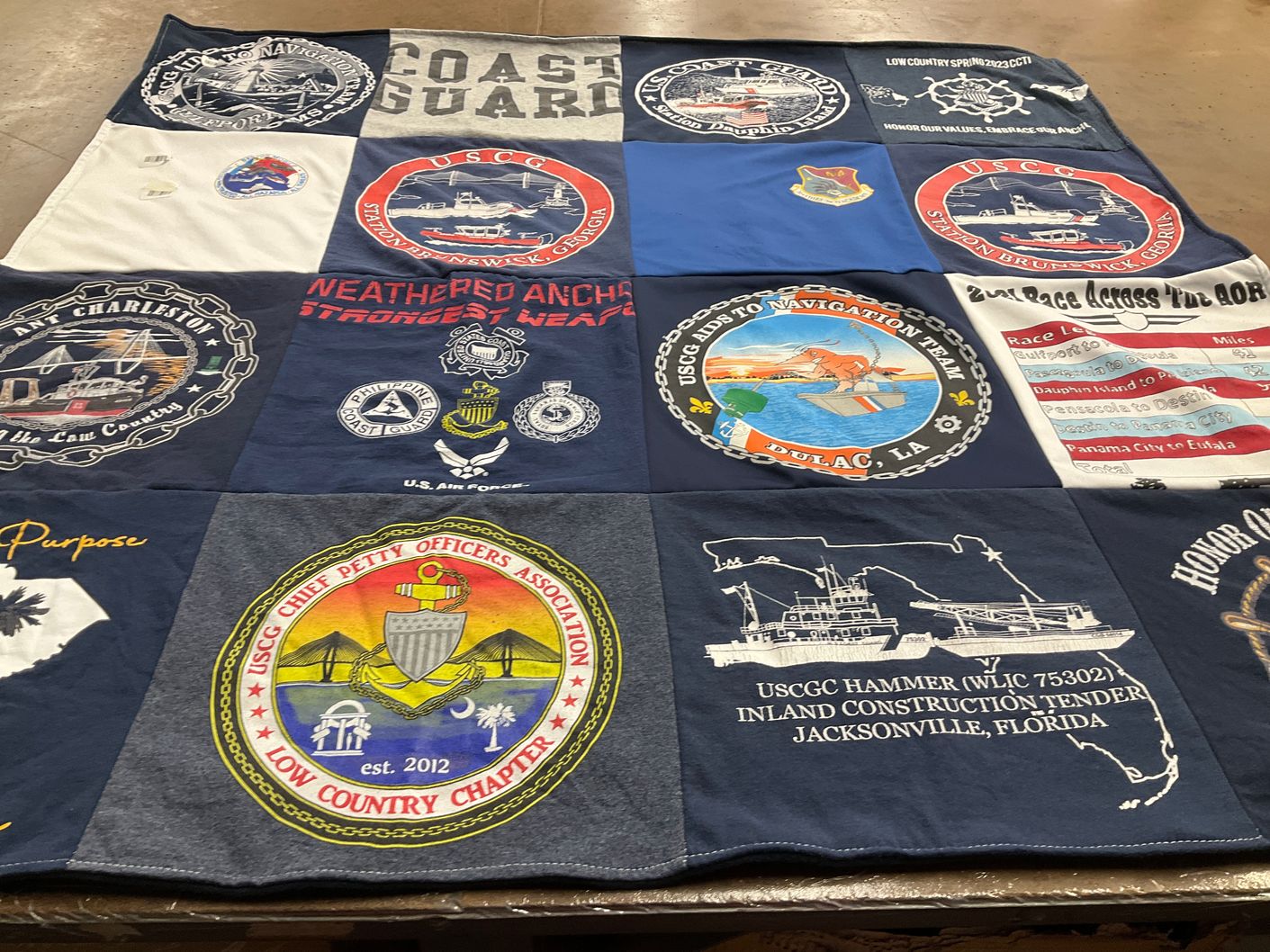 T-shirt quilt with military, nautical themes by Paul from SC