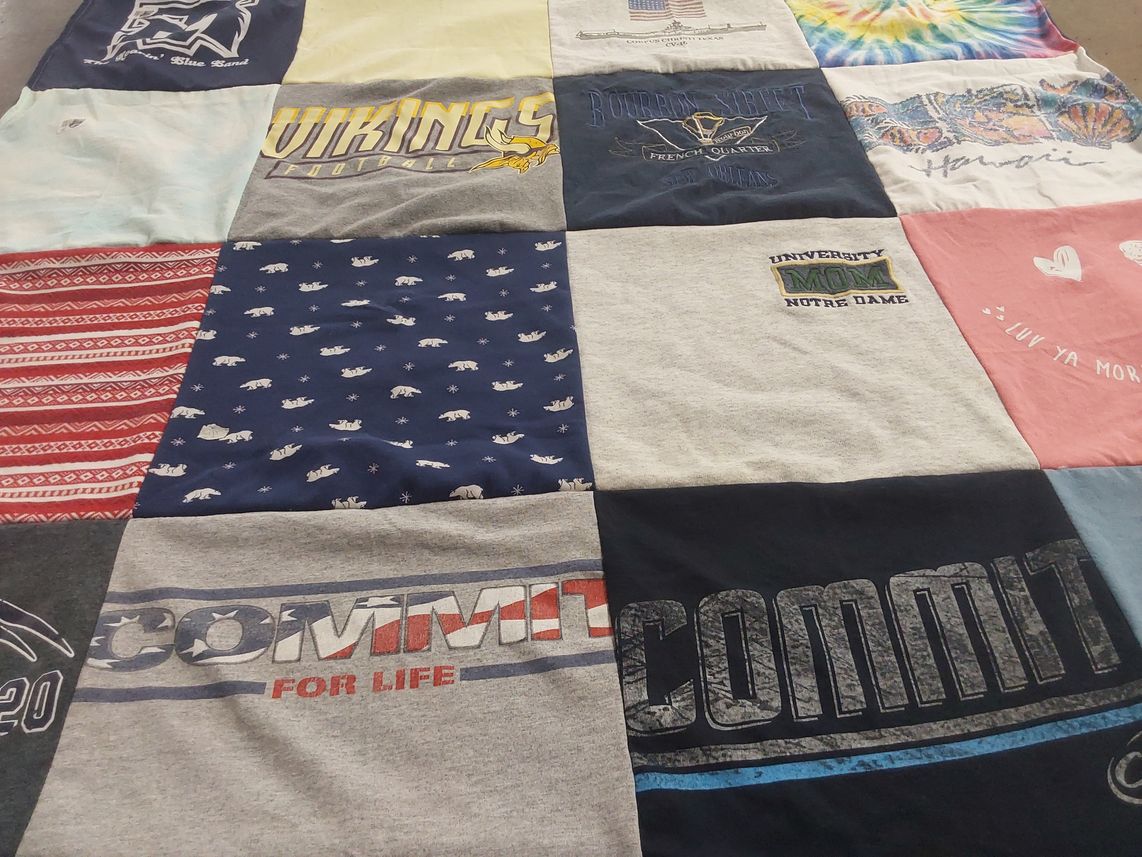 T-shirt quilt featuring vikings football by Margaret from MN