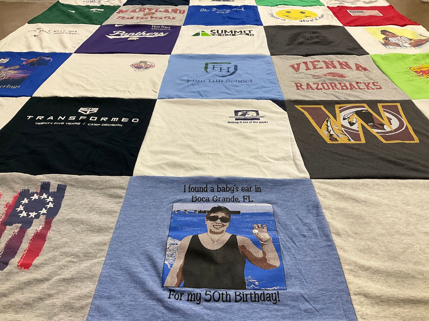 T-shirt quilt featuring razorbacks by David from NC
