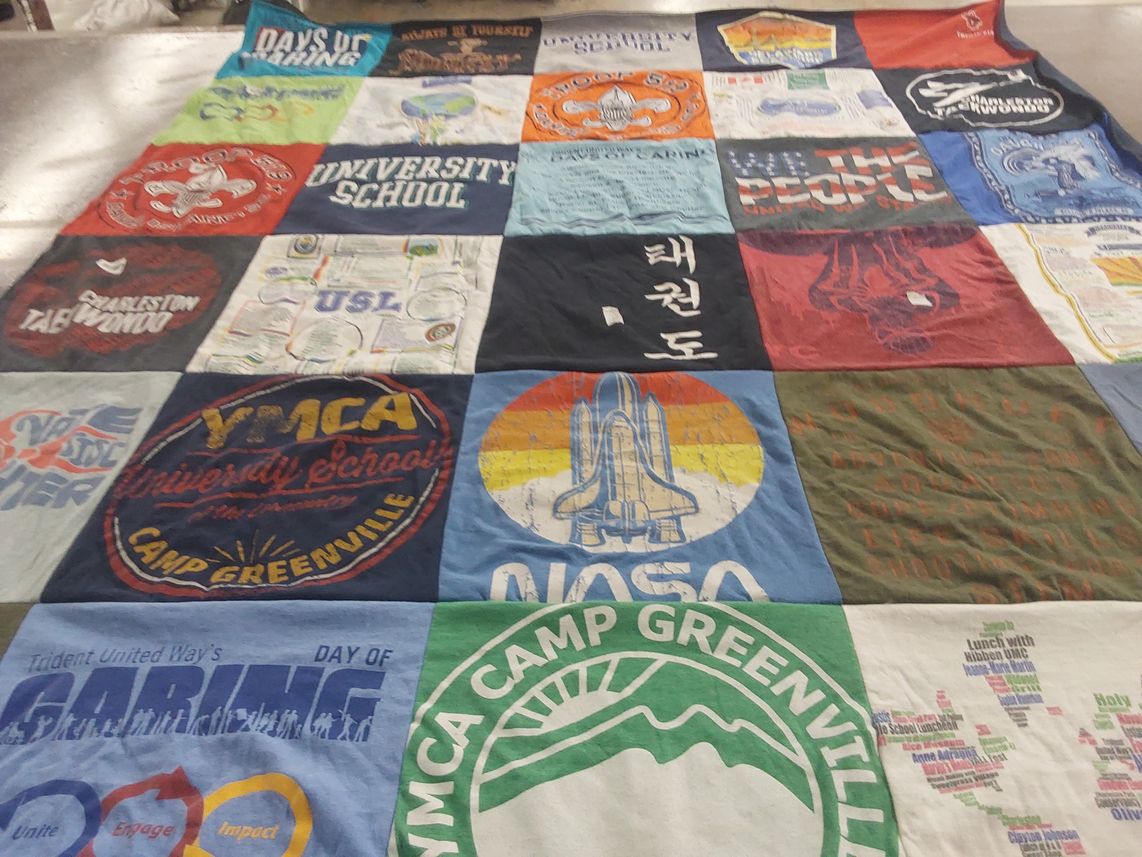 T-shirt quilt from university school by Celeste from SC
