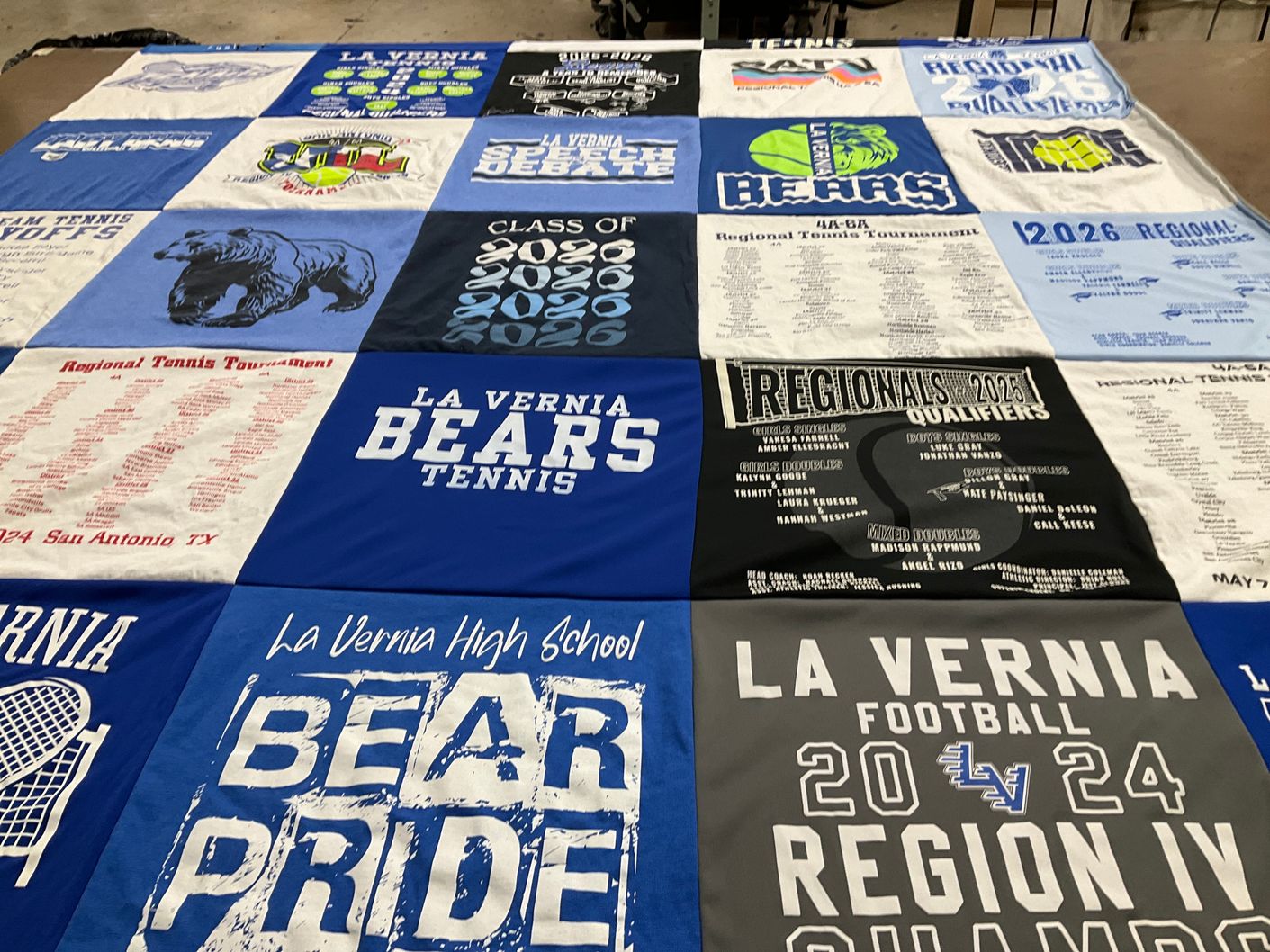 T-shirt quilt featuring la vernia bears football, la vernia bears tennis by Kara from TX