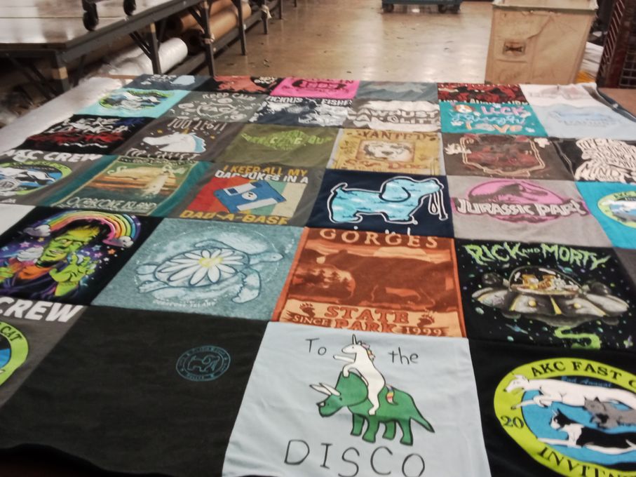 T-shirt quilt with pop culture, animals themes by Colby from NC