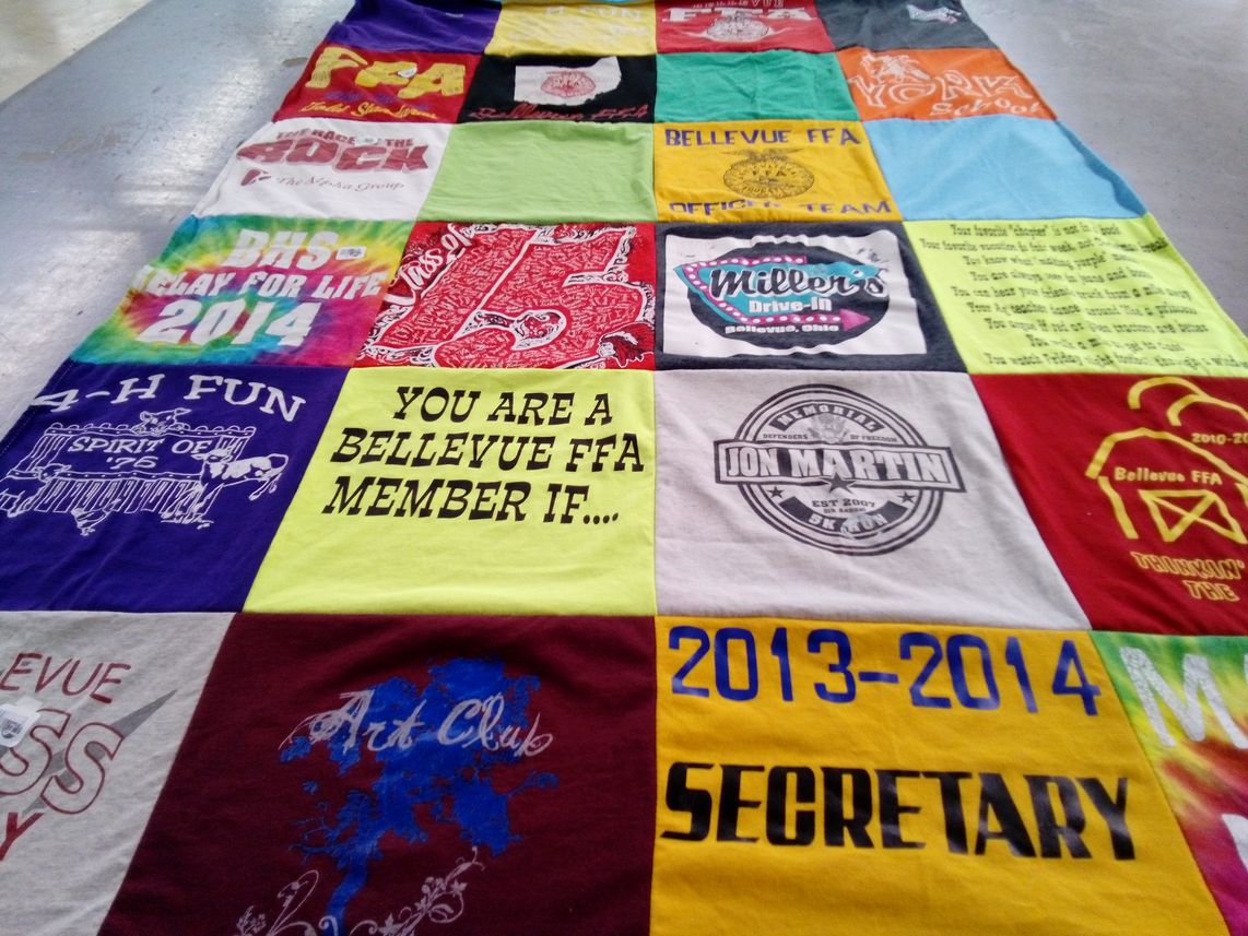 T-shirt quilt from bellevue high school by Lois from OH