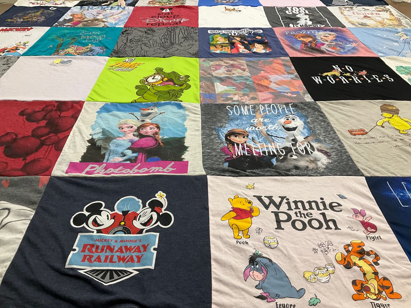 T-shirt quilt with disney, animation themes by Sandra from FL