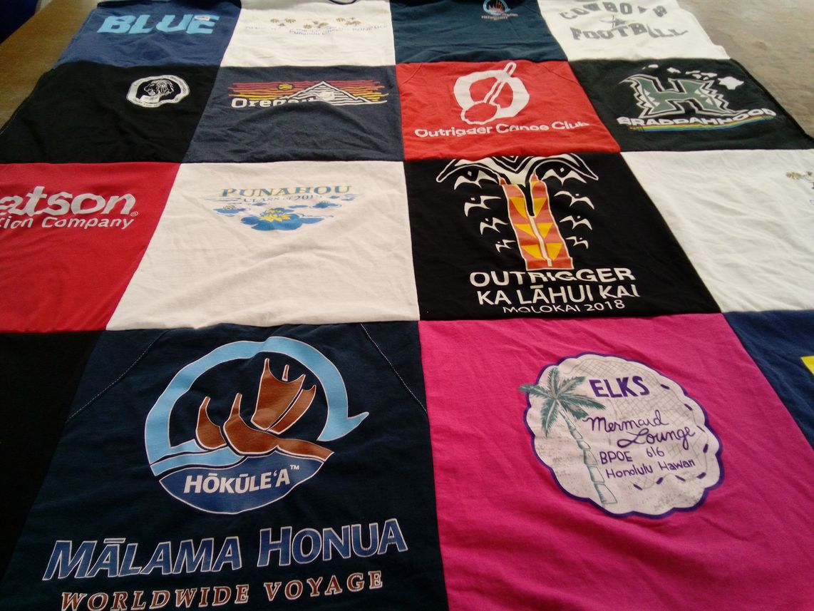 T-shirt quilt from punahou school by Devi from HI