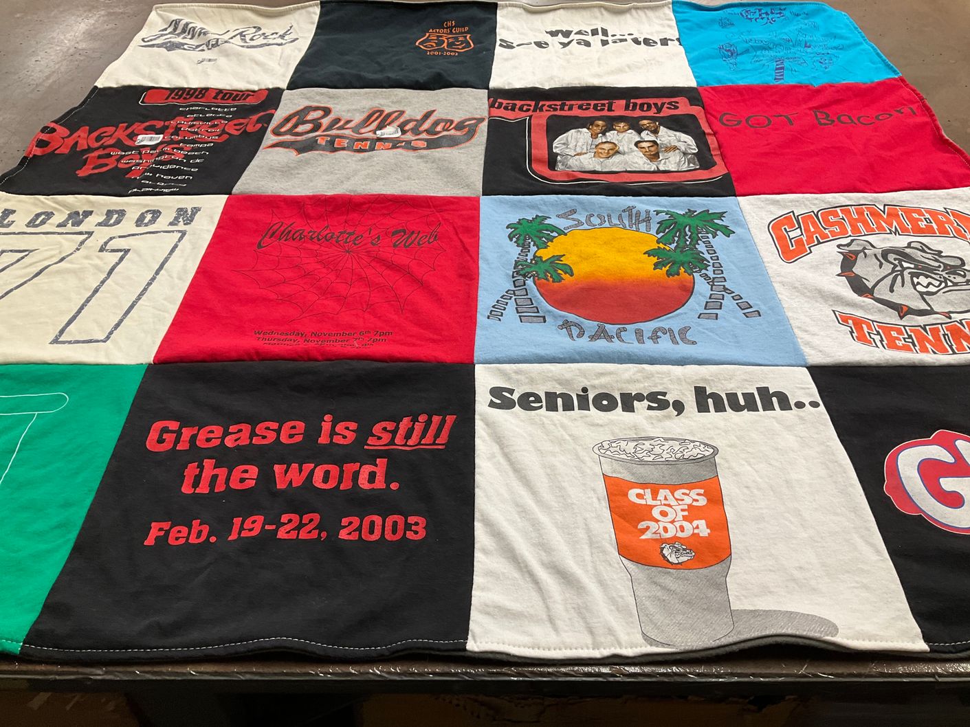 T-shirt quilt featuring bulldog tennis by Bree from WA