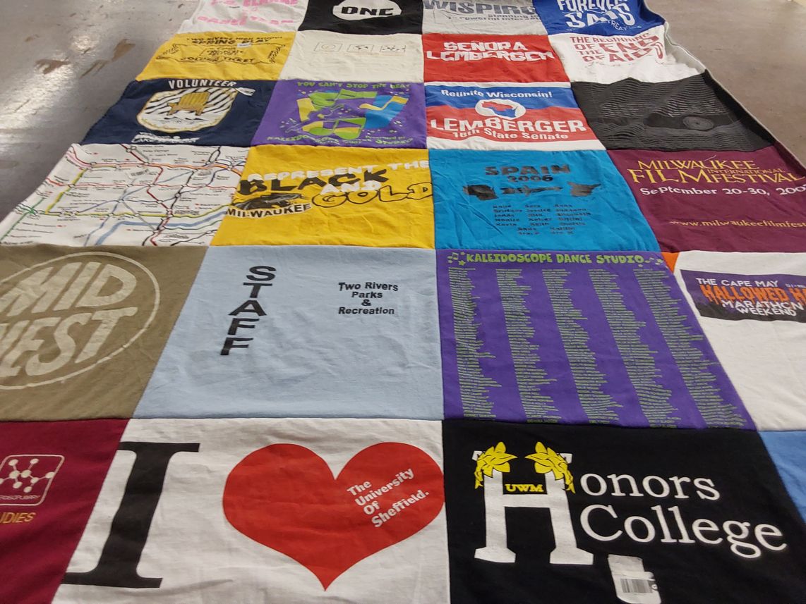 T-shirt quilt from the university of wisconsin milwaukee by Anna from DC