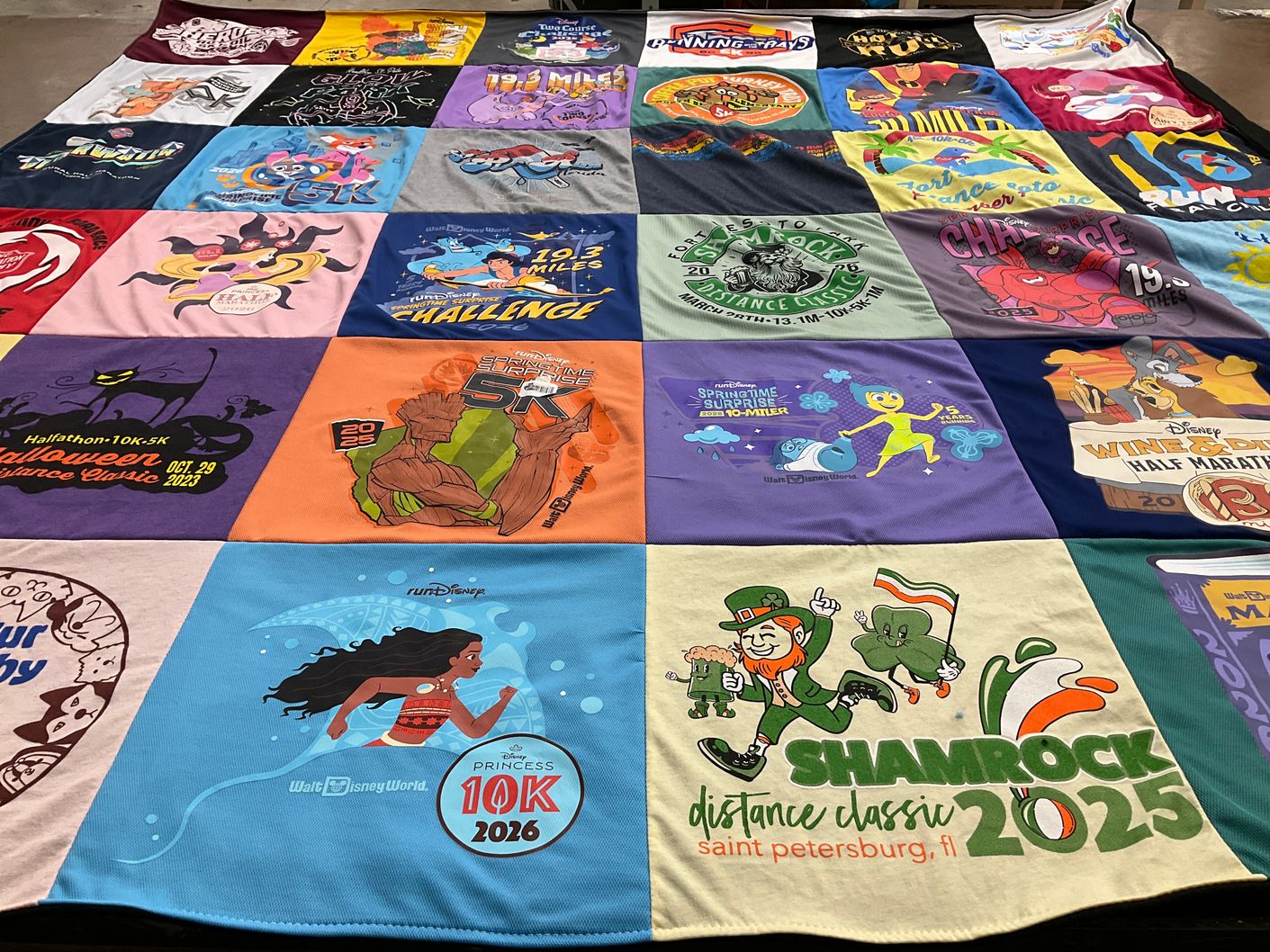 T-shirt quilt with marathons, running themes by Courtney from FL