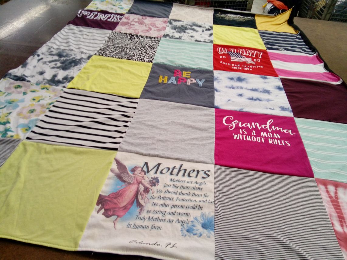 T-shirt quilt with family, motherhood themes by Chanta from SC