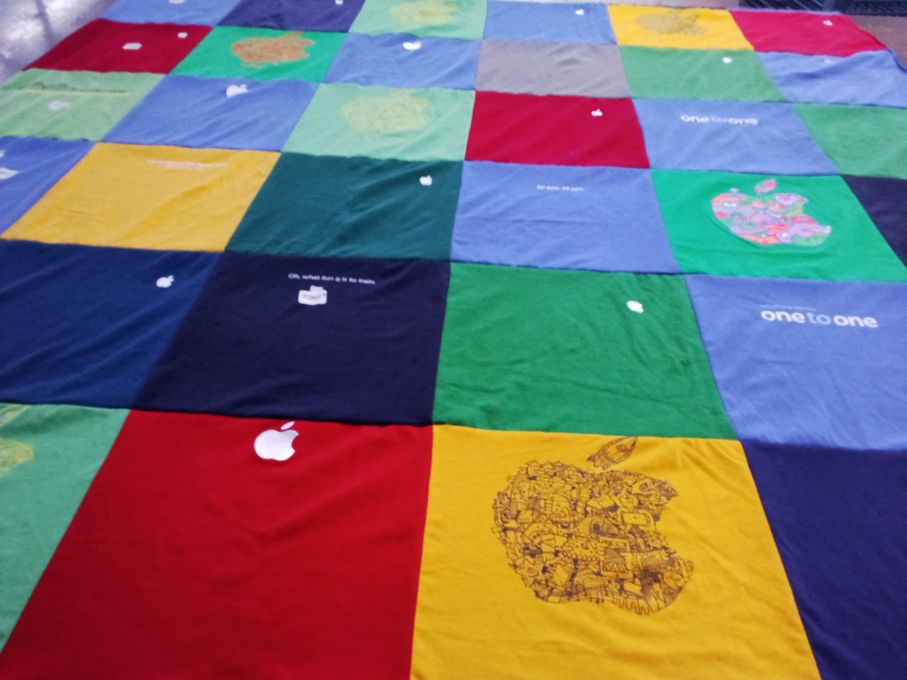 T-shirt quilt with technology, computing themes by Roy Jonathan from TX