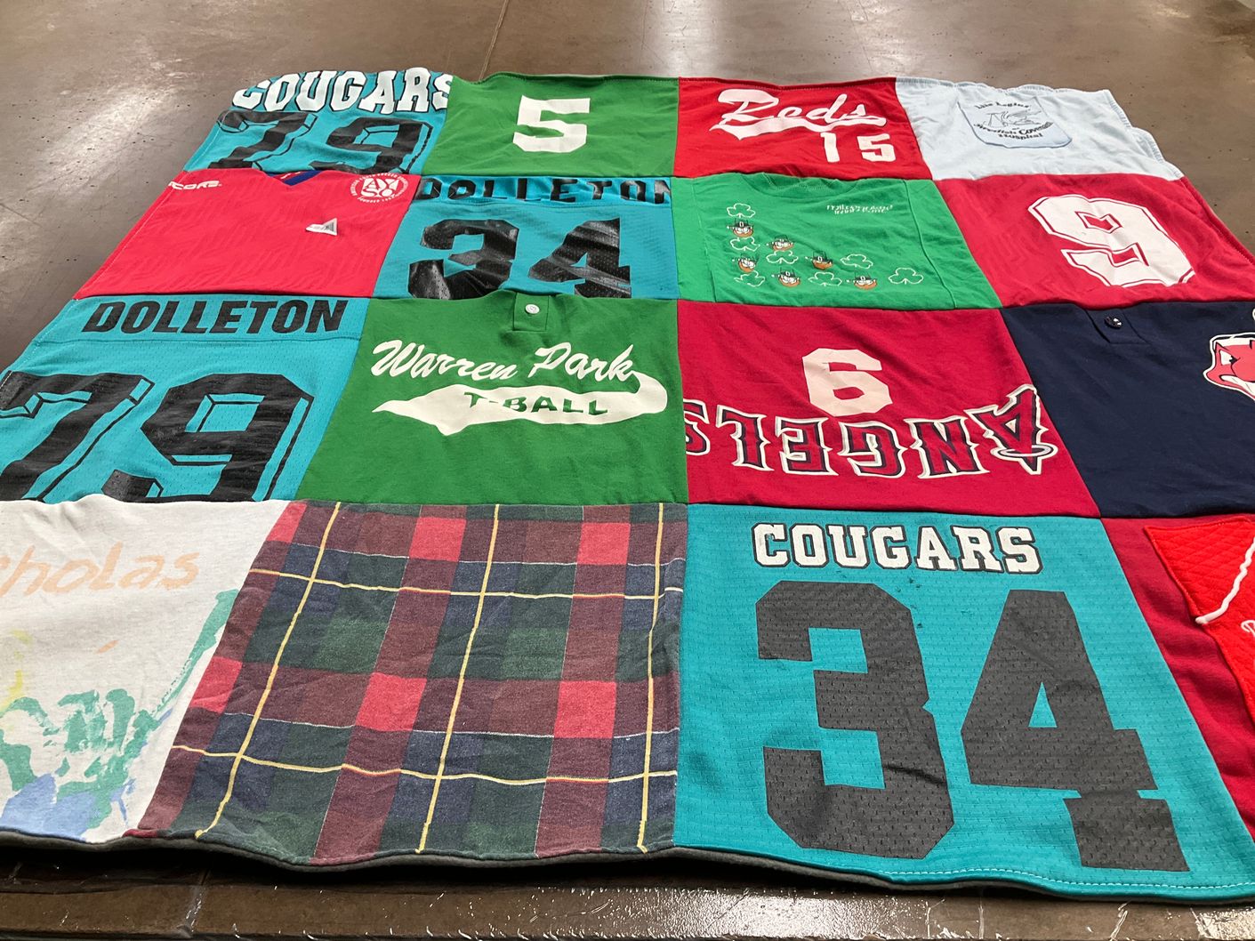 T-shirt quilt featuring cougars by Mabel from FL