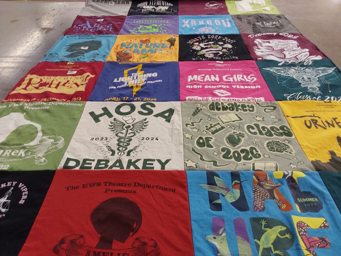 T-shirt quilt featuring debakey vipers by Idit from TX