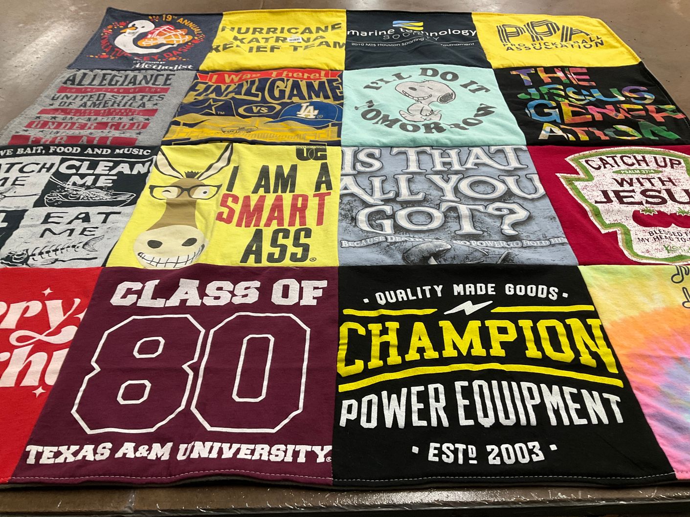 T-shirt quilt from texas a&m university by Sue from TX