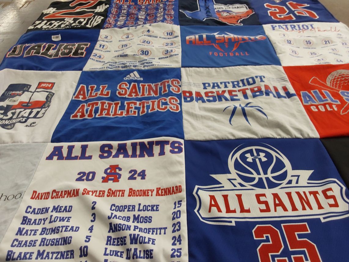 T-shirt quilt featuring all saints athletics, all saints basketball by Patty from TX