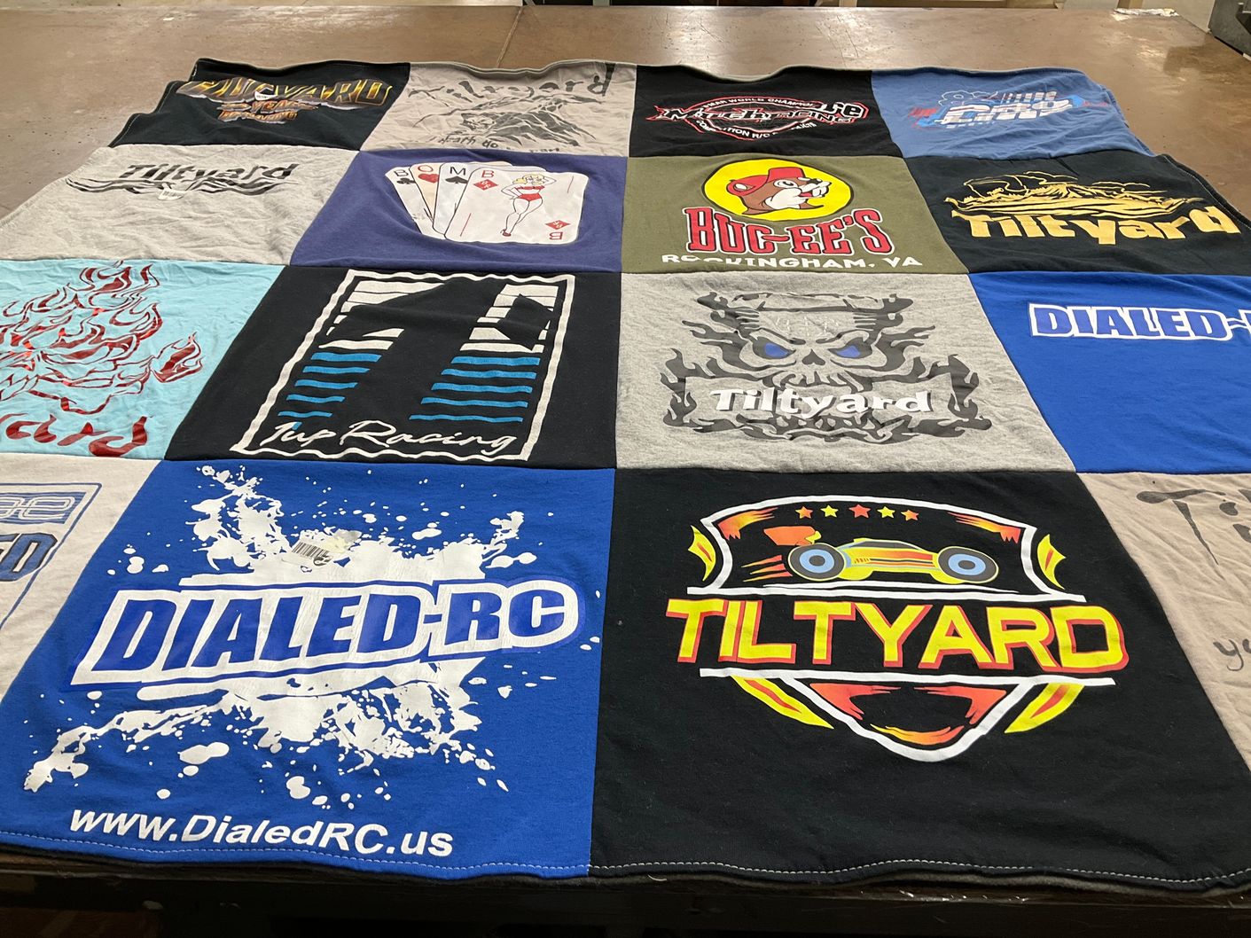 T-shirt quilt with racing, motorsports themes by josh from VA