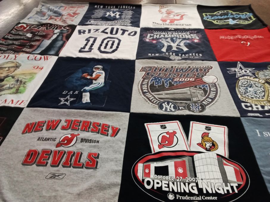 T-shirt quilt featuring new jersey devils, new york yankees by Tom from FL