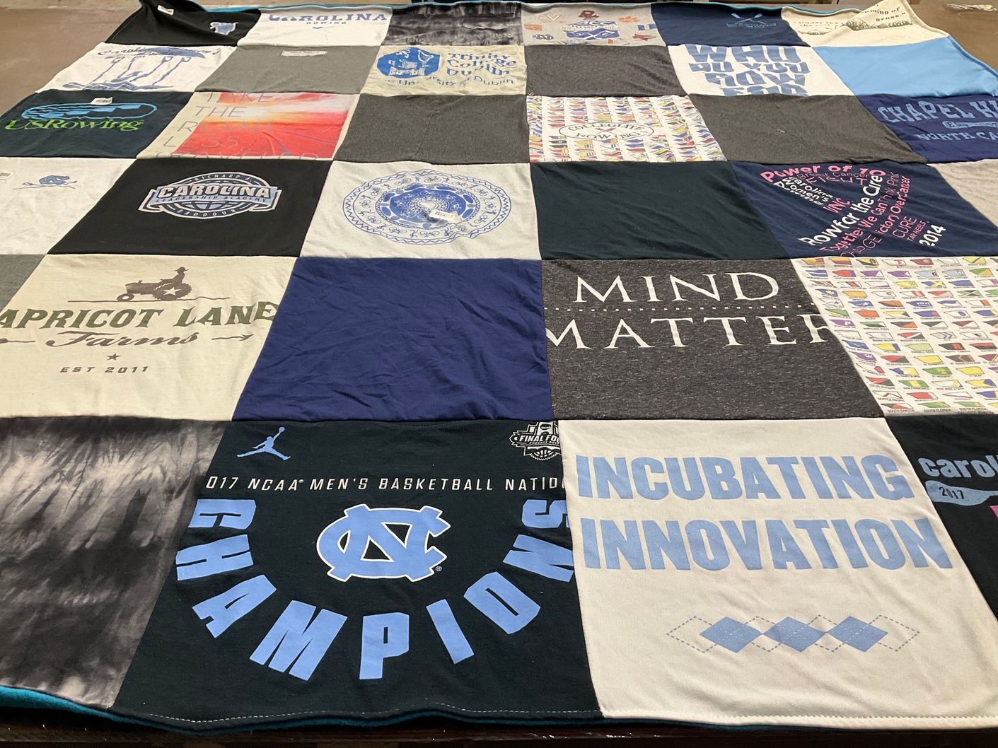 T-shirt quilt featuring university of north carolina men's basketball by Suzanne from CO