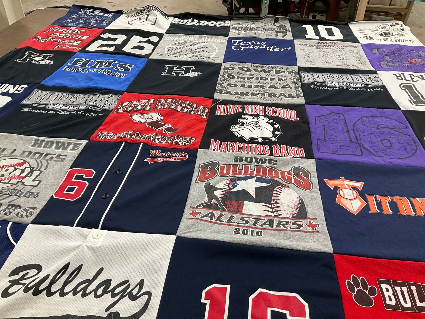 T-shirt quilt featuring howe bulldogs by Deb from TX