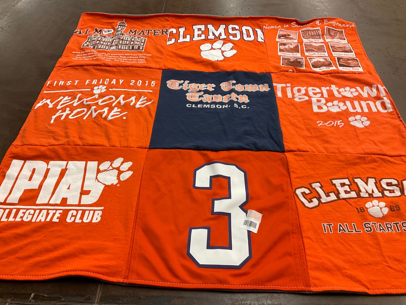T-shirt quilt from clemson university by Jasmine from SC