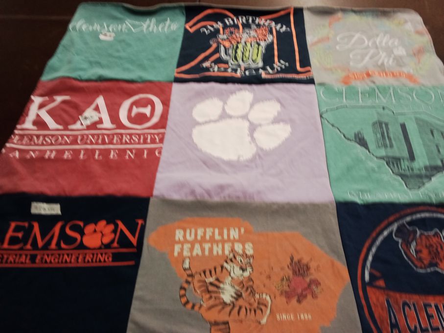 T-shirt quilt from clemson university by Jasmine from SC