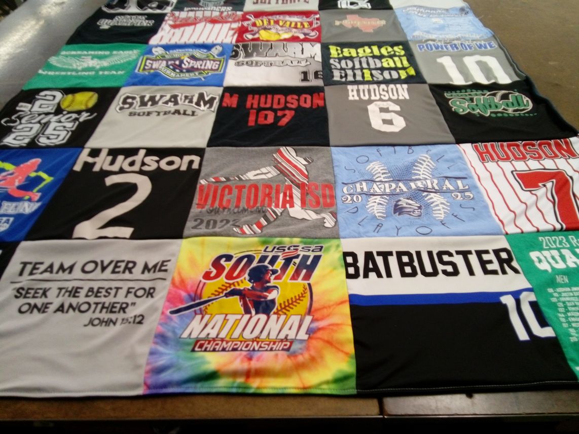T-shirt quilt featuring hudson softball, bagles softball by Lorena from TX