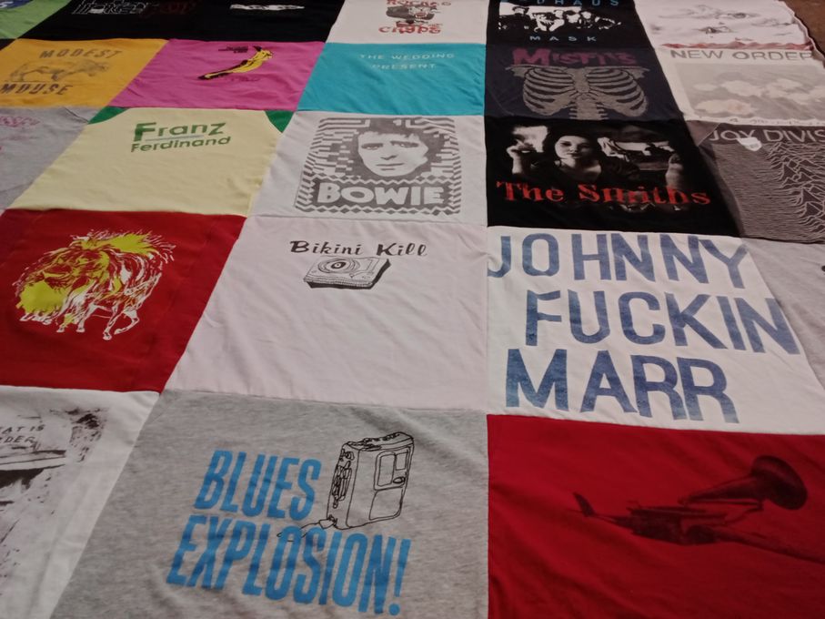 T-shirt quilt with music, bands themes by Jena from VA