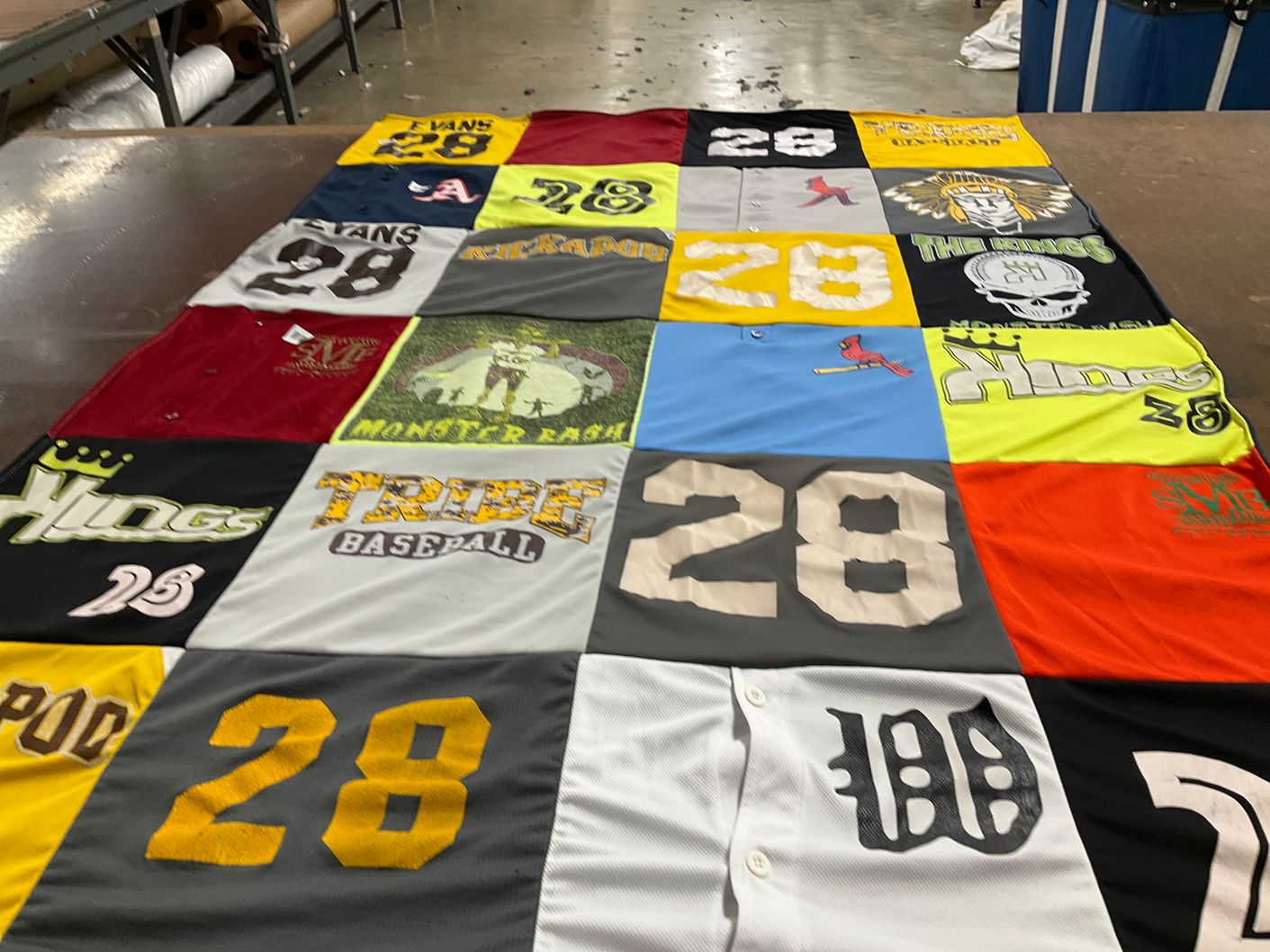 T-shirt quilt with baseball themes by TAMI from MO