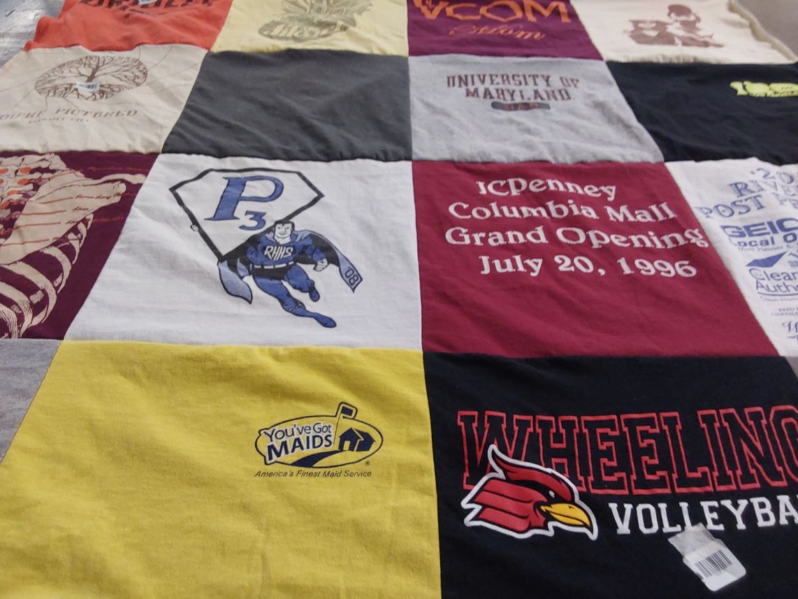 T-shirt quilt featuring wheeling university by Kathy from MD