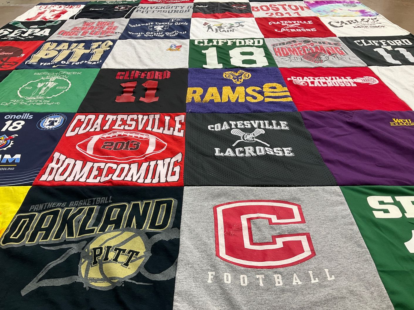 T-shirt quilt featuring coatesville football, coatesville lacrosse by Debbie from PA