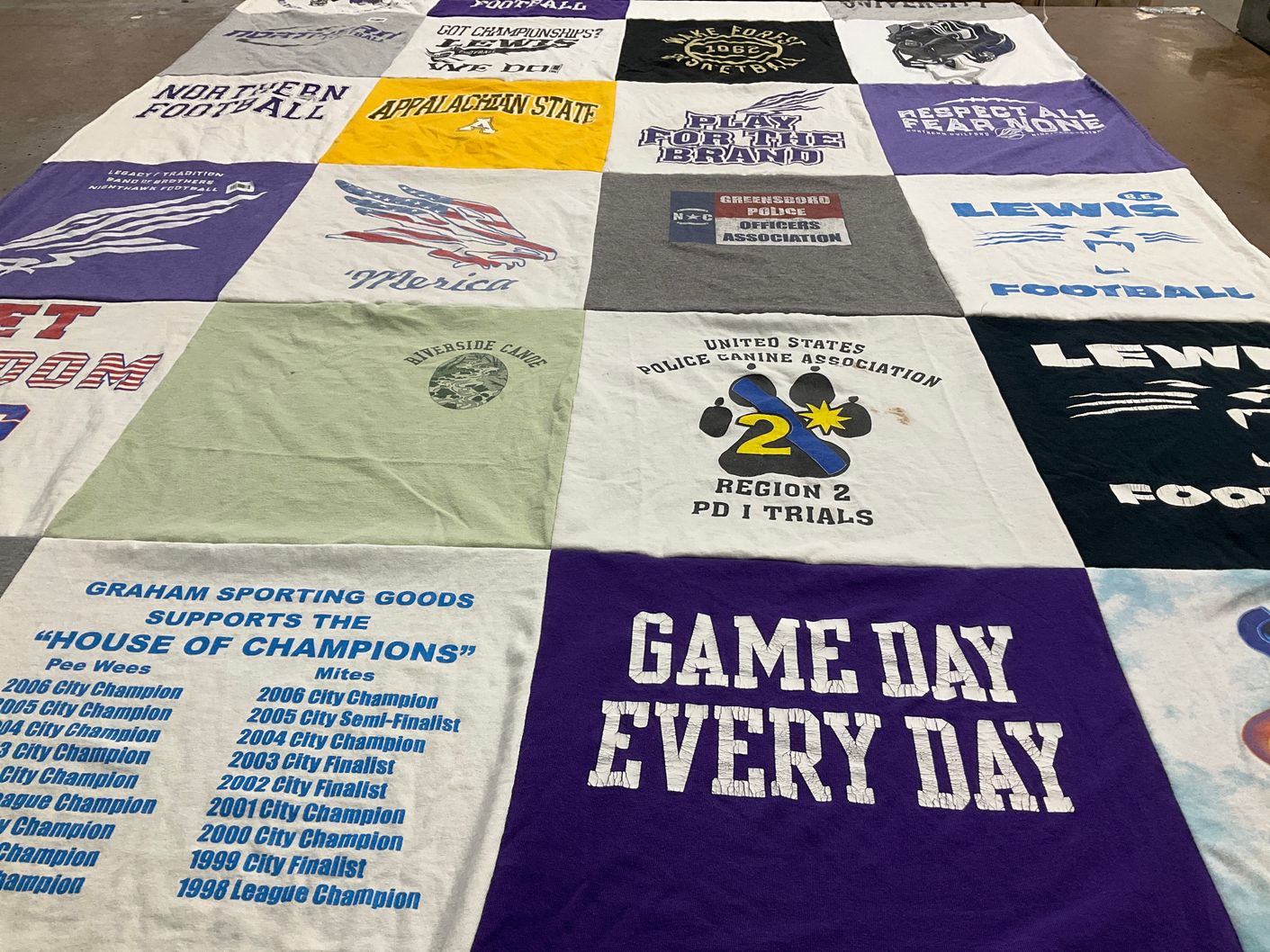 T-shirt quilt featuring lewis football by Jaymie from NC