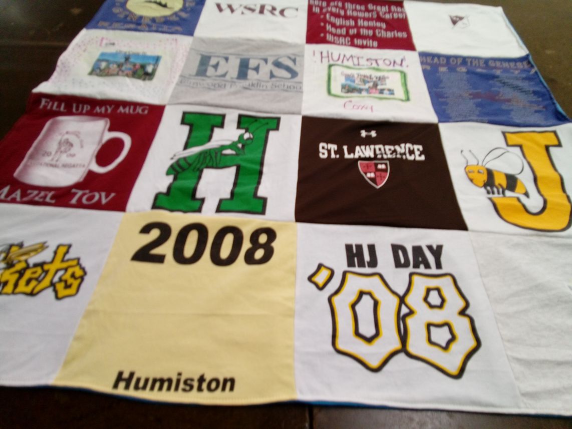 T-shirt quilt from st lawrence university by Gretchen from NY