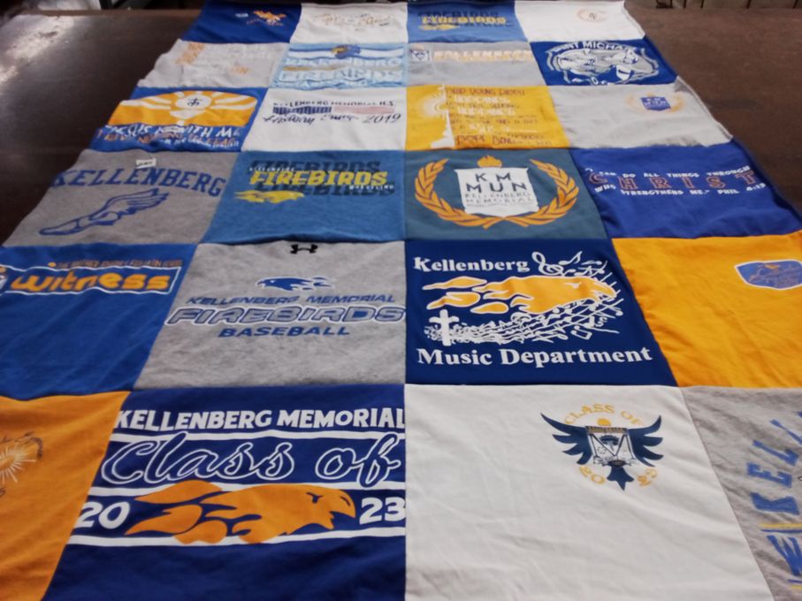 T-shirt quilt featuring kellenberg memorial firebirds by Matthew from NY