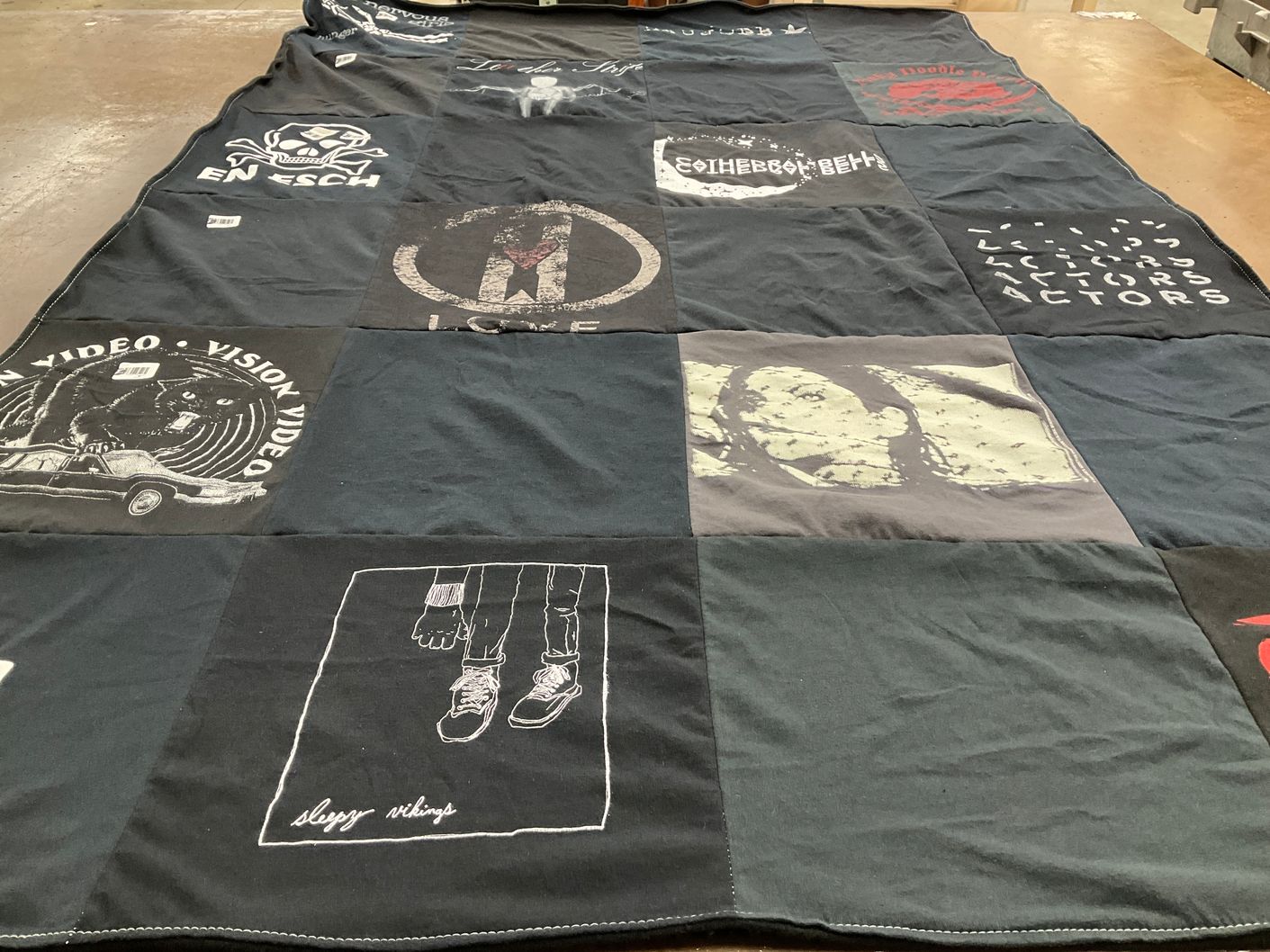 T-shirt quilt with music, film themes by Catherine from FL