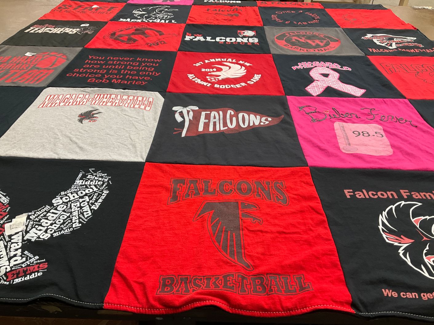 T-shirt quilt featuring niagara wheatfield falcons by Susan from FL