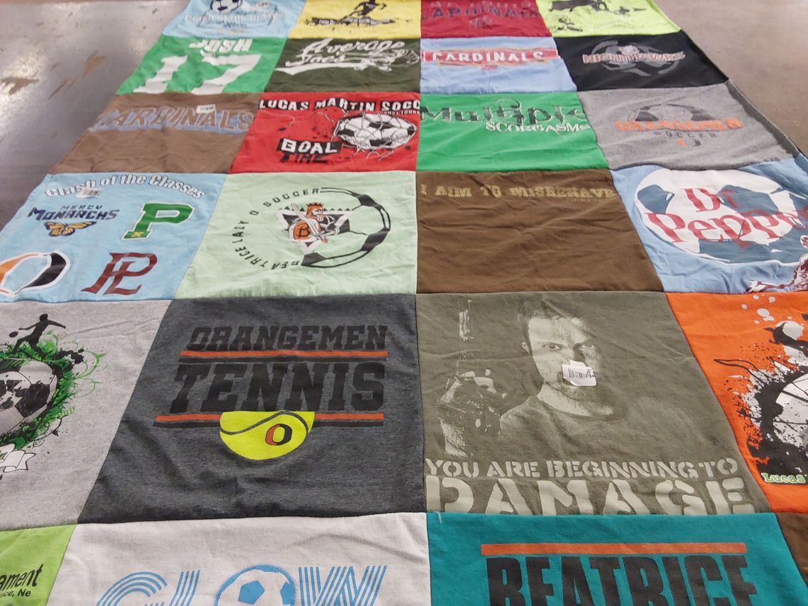 T-shirt quilt featuring orangen men tennis, cardinals by Joshua from NE