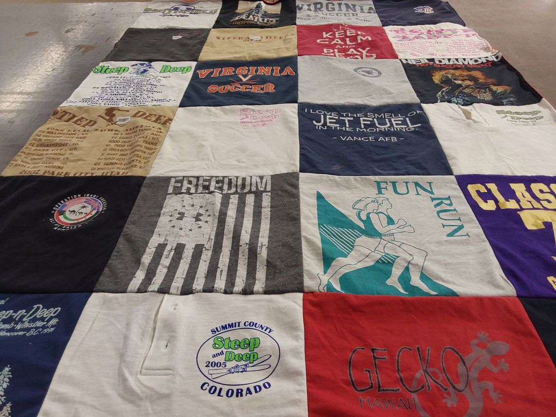T-shirt quilt from university of virginia by Wanda from NC