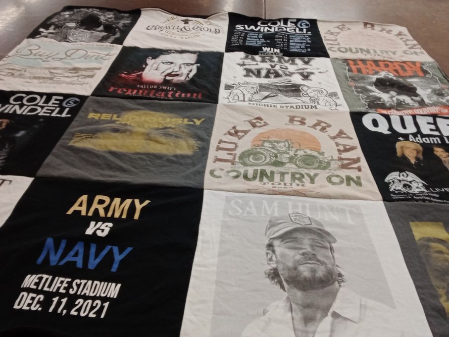 T-shirt quilt featuring army, navy by Kathleen from NC