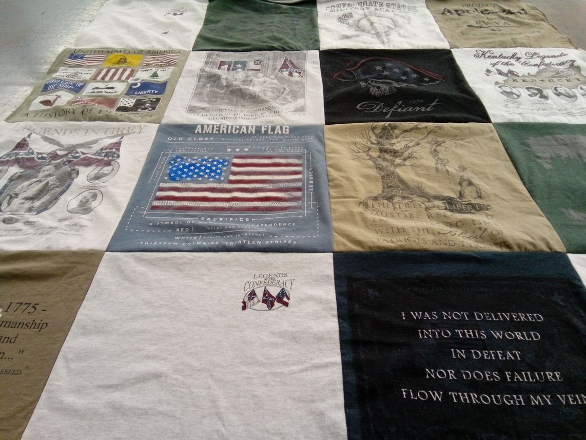 T-shirt quilt with history, patriotism themes by Jeremy from NC