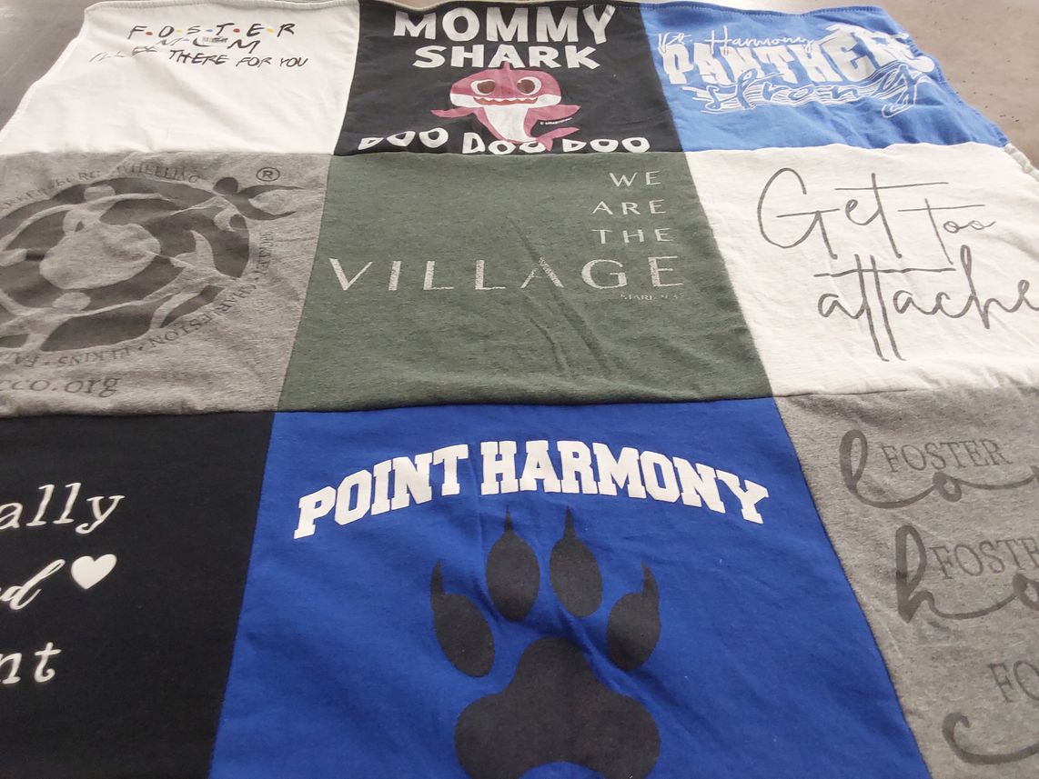 T-shirt quilt from point harmony, point harmony university by Meghan from WV